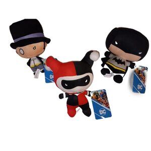 DC Comics Justice Plush Lot (Harley Quinn, Batman, and the Penguin)